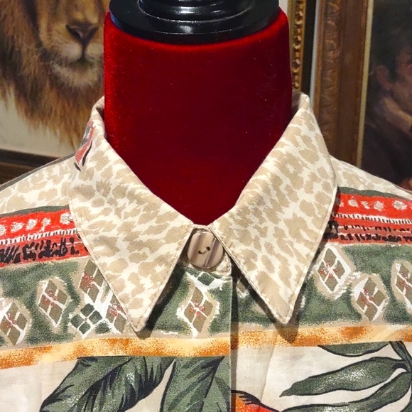 Leopard Tropical Button Down Shirt - Picture 2 of 12